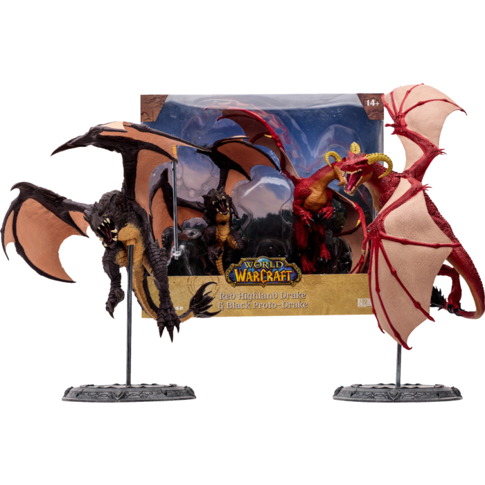 McFarlane Dragons - World of Warcraft - Red Highland Drake & Black Proto-Drake 1/12 Scale Posed Figure 2-Pack